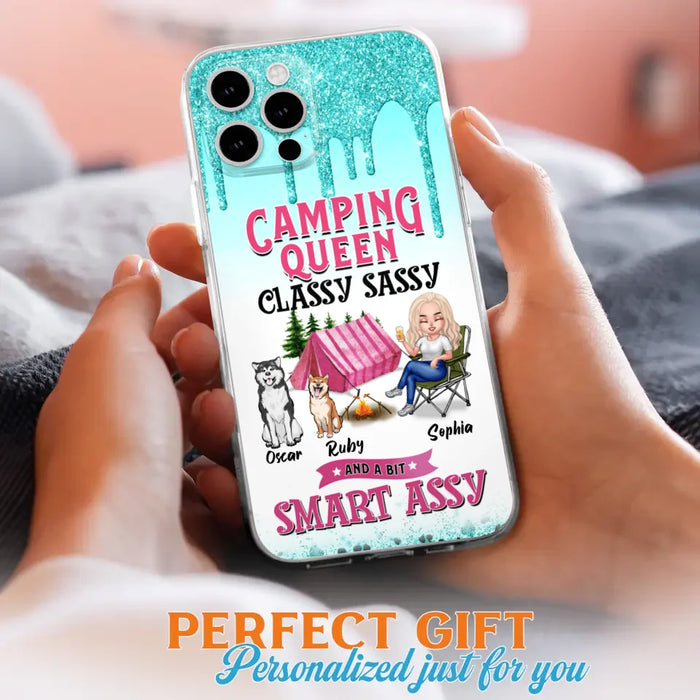 Custom Personalized Camping Phone Case - Gift for Camping Lovers, Dog Mom - Camping Queen Dog Mom - Up to 2 Dogs - Camping Queen classy sassy and a bit smart assy