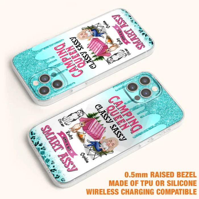 Custom Personalized Camping Phone Case - Gift for Camping Lovers, Dog Mom - Camping Queen Dog Mom - Up to 2 Dogs - Camping Queen classy sassy and a bit smart assy