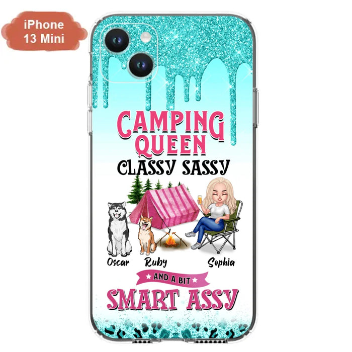 Custom Personalized Camping Phone Case - Gift for Camping Lovers, Dog Mom - Camping Queen Dog Mom - Up to 2 Dogs - Camping Queen classy sassy and a bit smart assy