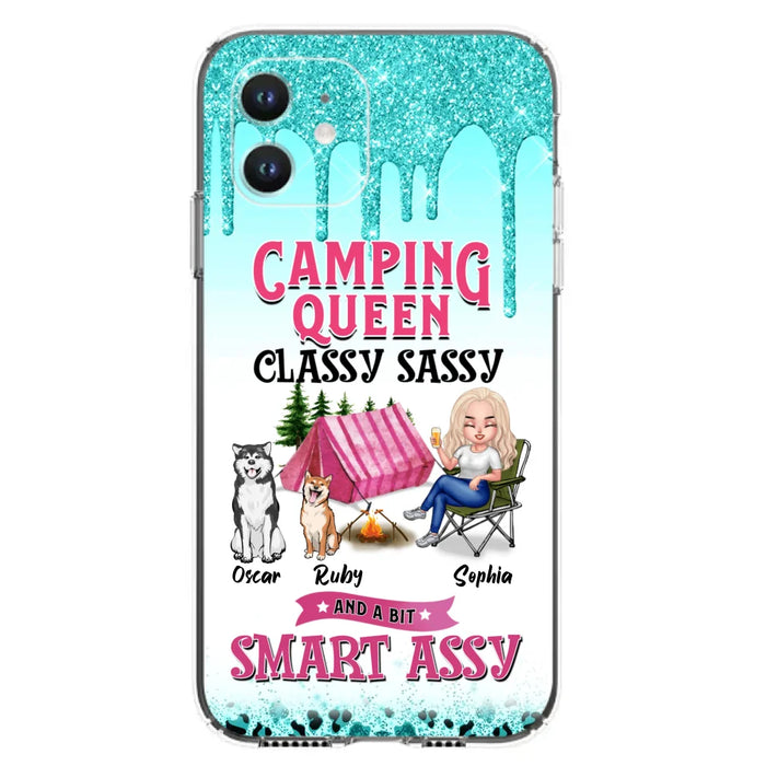 Custom Personalized Camping Phone Case - Gift for Camping Lovers, Dog Mom - Camping Queen Dog Mom - Up to 2 Dogs - Camping Queen classy sassy and a bit smart assy