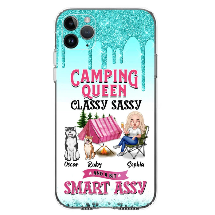 Custom Personalized Camping Phone Case - Gift for Camping Lovers, Dog Mom - Camping Queen Dog Mom - Up to 2 Dogs - Camping Queen classy sassy and a bit smart assy