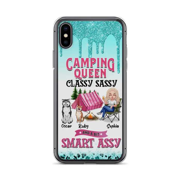 Custom Personalized Camping Phone Case - Gift for Camping Lovers, Dog Mom - Camping Queen Dog Mom - Up to 2 Dogs - Camping Queen classy sassy and a bit smart assy