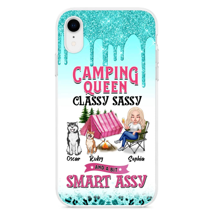 Custom Personalized Camping Phone Case - Gift for Camping Lovers, Dog Mom - Camping Queen Dog Mom - Up to 2 Dogs - Camping Queen classy sassy and a bit smart assy