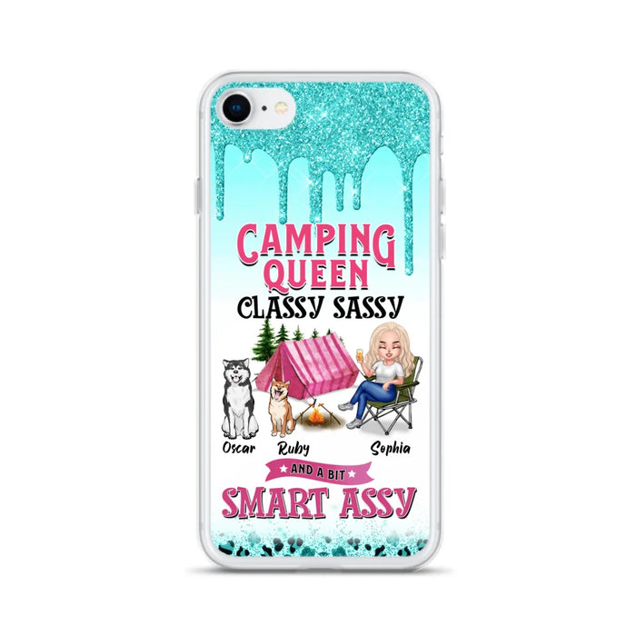 Custom Personalized Camping Phone Case - Gift for Camping Lovers, Dog Mom - Camping Queen Dog Mom - Up to 2 Dogs - Camping Queen classy sassy and a bit smart assy