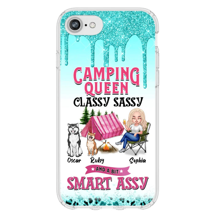 Custom Personalized Camping Phone Case - Gift for Camping Lovers, Dog Mom - Camping Queen Dog Mom - Up to 2 Dogs - Camping Queen classy sassy and a bit smart assy