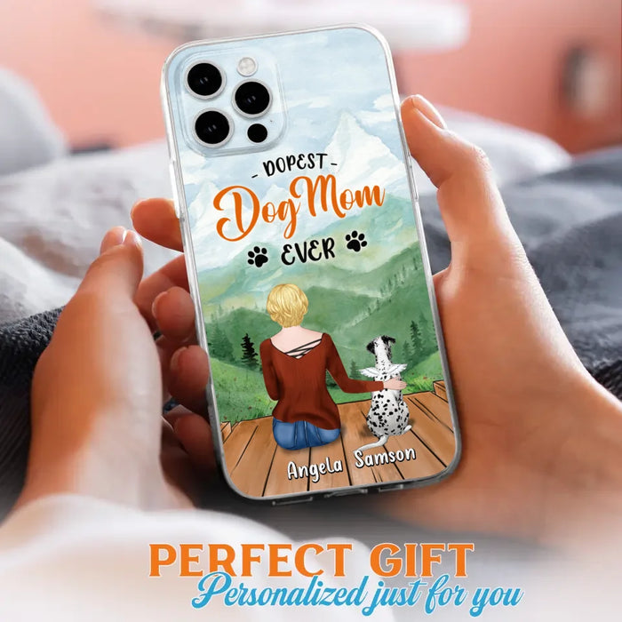 Custom Personalized Dog Mom Phone Case - Upto 5 Dogs - Gift Idea For Dog Lovers  - Dopest Dog Mom Ever - Case For iPhone/Samsung