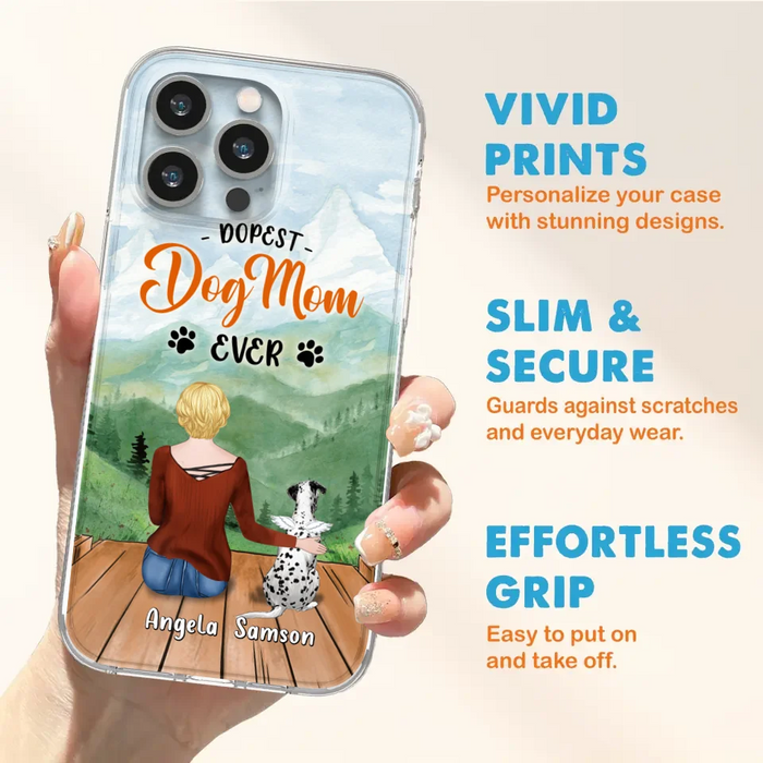 Custom Personalized Dog Mom Phone Case - Upto 5 Dogs - Gift Idea For Dog Lovers  - Dopest Dog Mom Ever - Case For iPhone/Samsung