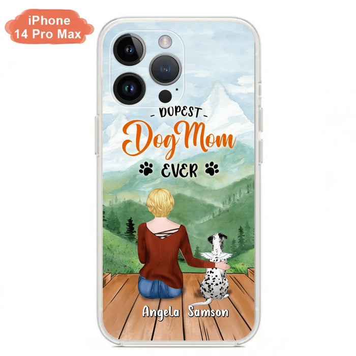 Custom Personalized Dog Mom Phone Case - Upto 5 Dogs - Gift Idea For Dog Lovers  - Dopest Dog Mom Ever - Case For iPhone/Samsung