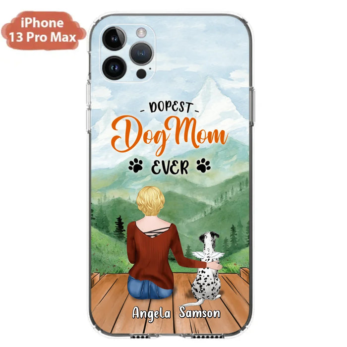 Custom Personalized Dog Mom Phone Case - Upto 5 Dogs - Gift Idea For Dog Lovers  - Dopest Dog Mom Ever - Case For iPhone/Samsung