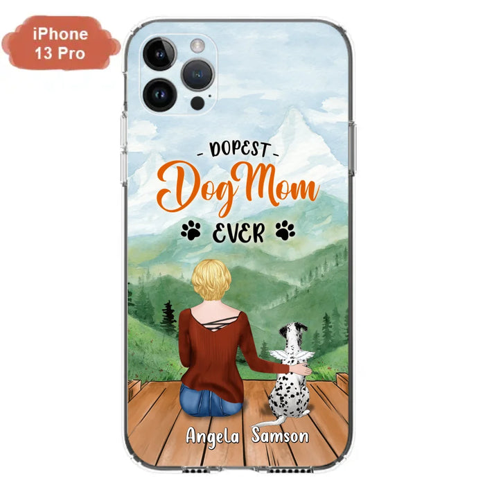 Custom Personalized Dog Mom Phone Case - Upto 5 Dogs - Gift Idea For Dog Lovers  - Dopest Dog Mom Ever - Case For iPhone/Samsung