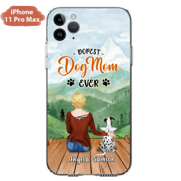 Custom Personalized Dog Mom Phone Case - Upto 5 Dogs - Gift Idea For Dog Lovers  - Dopest Dog Mom Ever - Case For iPhone/Samsung