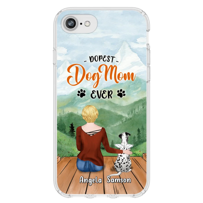 Custom Personalized Dog Mom Phone Case - Upto 5 Dogs - Gift Idea For Dog Lovers  - Dopest Dog Mom Ever - Case For iPhone/Samsung