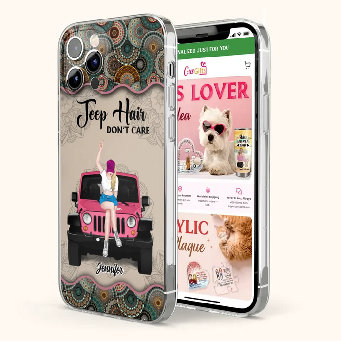 Custom Personalized Off-road Girl Phone Case - Upto 4 Dogs - Gift Idea For Dog/Off-road Lovers - Case for iPhone/Samsung