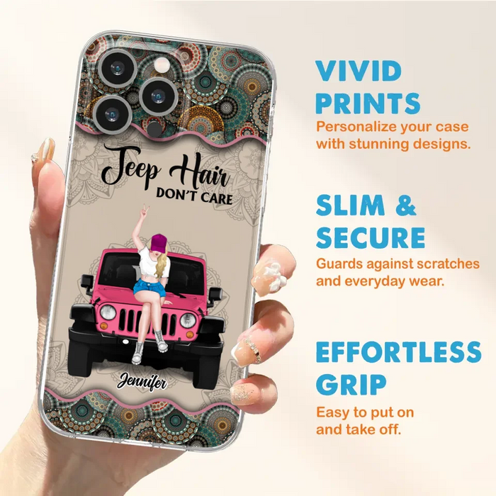 Custom Personalized Off-road Girl Phone Case - Upto 4 Dogs - Gift Idea For Dog/Off-road Lovers - Case for iPhone/Samsung