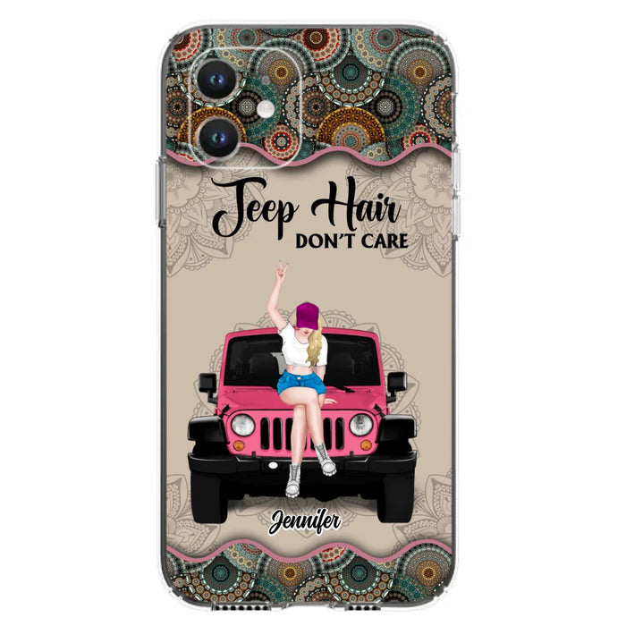 Custom Personalized Off-road Girl Phone Case - Upto 4 Dogs - Gift Idea For Dog/Off-road Lovers - Case for iPhone/Samsung