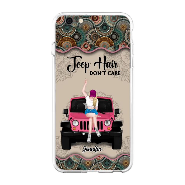 Custom Personalized Off-road Girl Phone Case - Upto 4 Dogs - Gift Idea For Dog/Off-road Lovers - Case for iPhone/Samsung