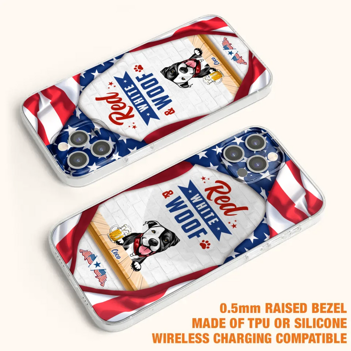 Custom Personalized Dog Phone Case - Gift Idea For Independence Day/ Dog Lover - Red, White & Woof - Case For iPhone And Samsung