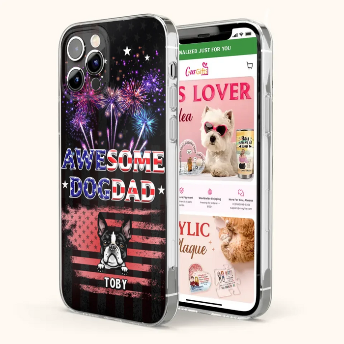 Custom Personalized Dog Dad Phone Case - Gift Idea For Father's Day/Dog Lovers - Up To 6 Dogs - Awesome Dog Dad - Cases For Iphone And Samsung