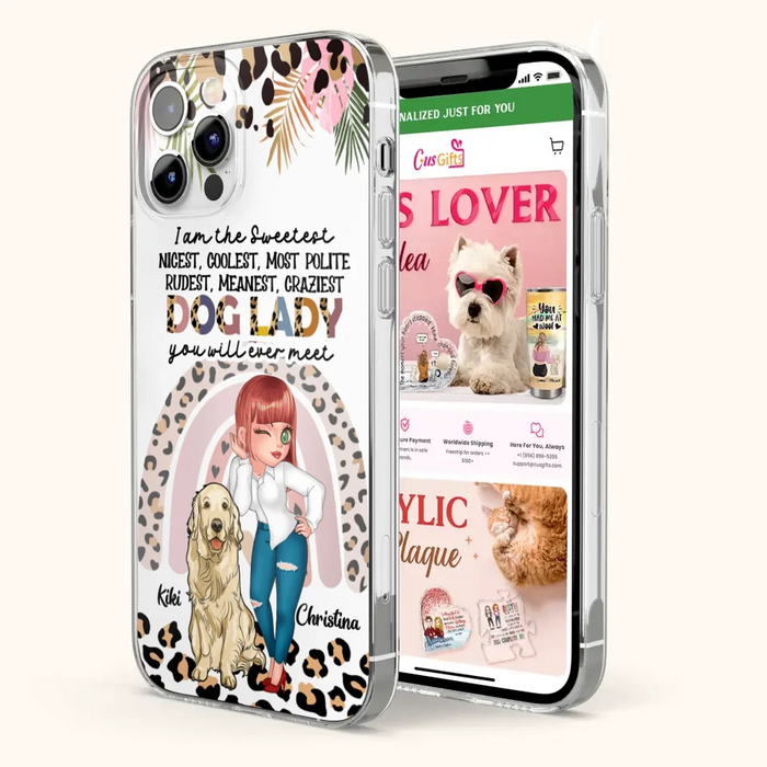 Custom Personalized Dog Mom Chibi Phone Case- Up to 4 Dogs - Gift For Dog Lover - I Am The Craziest Dog Mom - Case For iPhone & Samsung