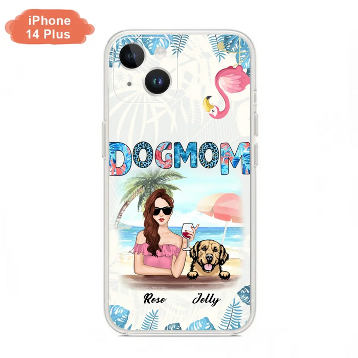 Custom Personalized Dog Mom Summer Patterned Phone Case - Upto 4 Dogs - Gift Idea For Dog Mom - Case For iPhone And Samsung