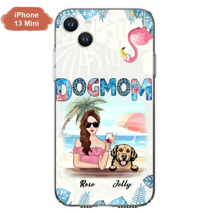 Custom Personalized Dog Mom Summer Patterned Phone Case - Upto 4 Dogs - Gift Idea For Dog Mom - Case For iPhone And Samsung