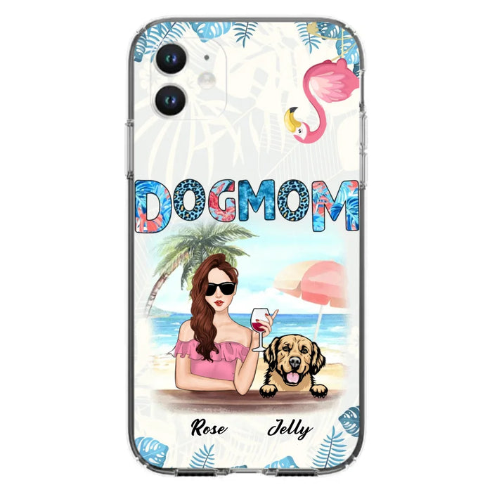 Custom Personalized Dog Mom Summer Patterned Phone Case - Upto 4 Dogs - Gift Idea For Dog Mom - Case For iPhone And Samsung