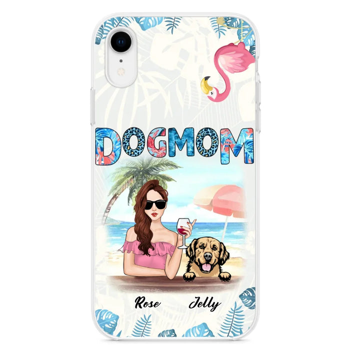 Custom Personalized Dog Mom Summer Patterned Phone Case - Upto 4 Dogs - Gift Idea For Dog Mom - Case For iPhone And Samsung