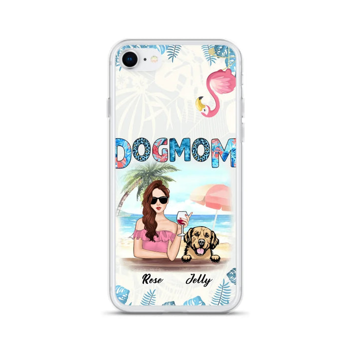 Custom Personalized Dog Mom Summer Patterned Phone Case - Upto 4 Dogs - Gift Idea For Dog Mom - Case For iPhone And Samsung