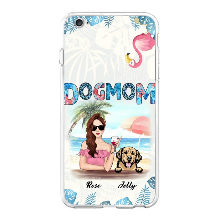 Custom Personalized Dog Mom Summer Patterned Phone Case - Upto 4 Dogs - Gift Idea For Dog Mom - Case For iPhone And Samsung