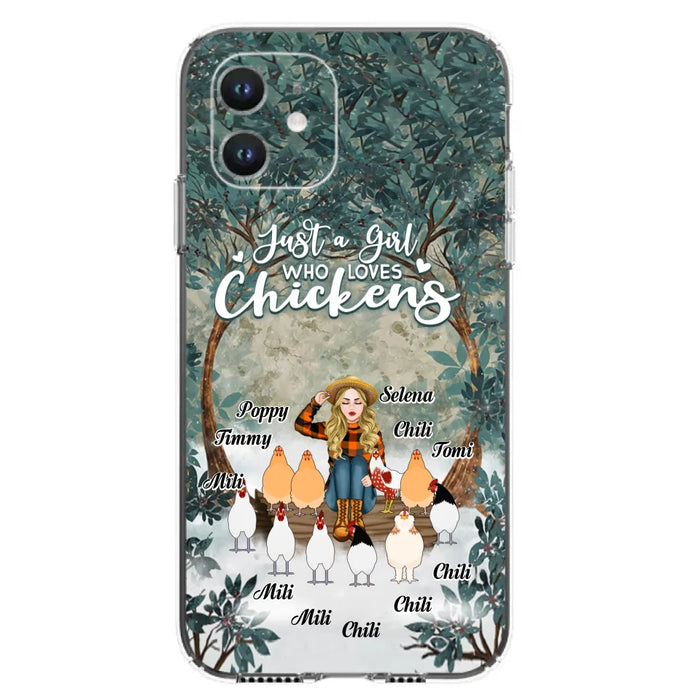 Custom Personalized Just A Girl Who Loves Chickens Phone Case - Girl With Upto 10 Chickens - Case For iPhone And Samsung