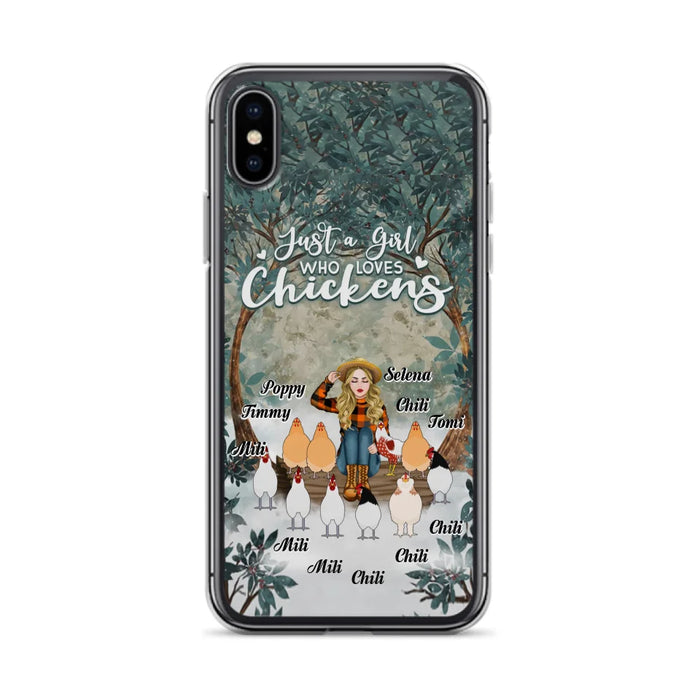 Custom Personalized Just A Girl Who Loves Chickens Phone Case - Girl With Upto 10 Chickens - Case For iPhone And Samsung