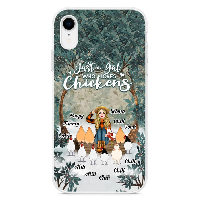 Custom Personalized Just A Girl Who Loves Chickens Phone Case - Girl With Upto 10 Chickens - Case For iPhone And Samsung