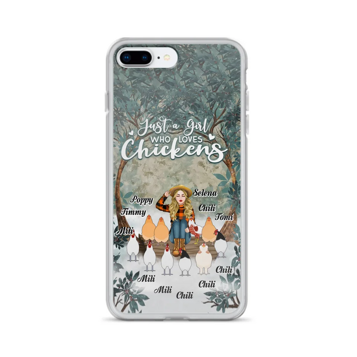 Custom Personalized Just A Girl Who Loves Chickens Phone Case - Girl With Upto 10 Chickens - Case For iPhone And Samsung