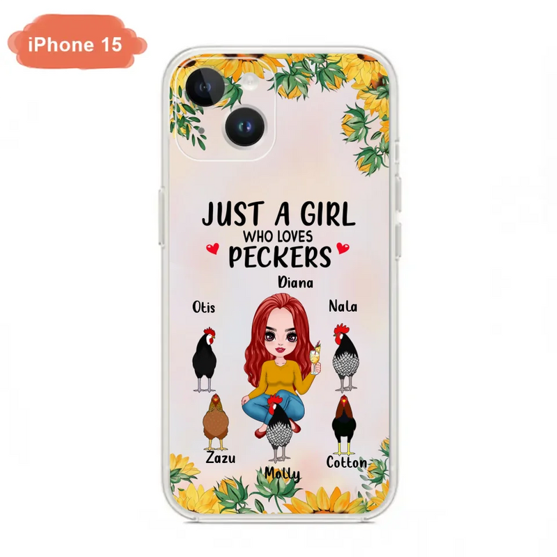 Personalized Chickens Phone Case - Up to 5 Chickens - Just A Girl Who Loves Peckers