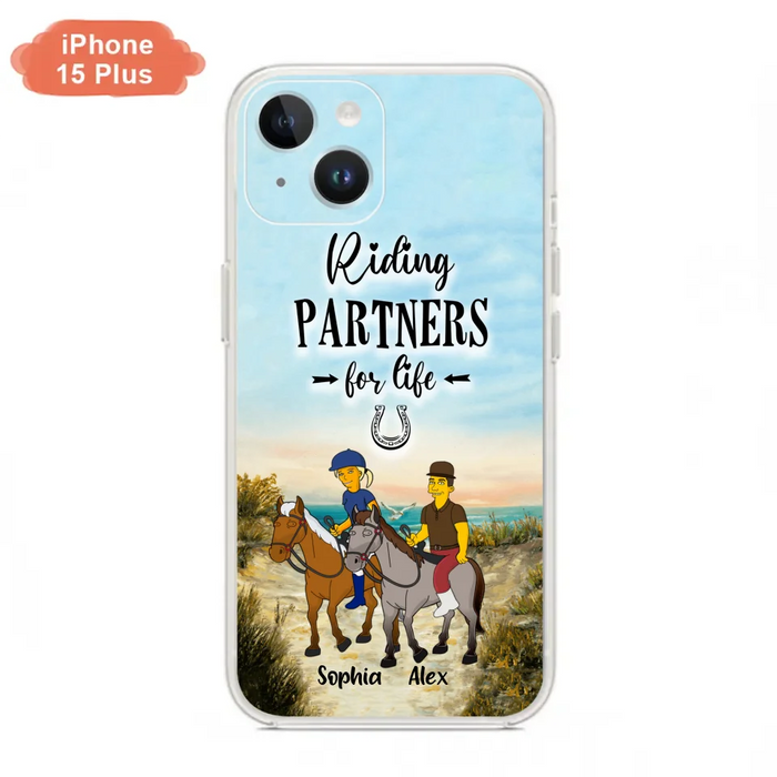 Custom Personalized Horseback Riding Cartoon Portrait From Photo Phone Case - Gift Idea For Couple/ Riding Lover - Case For iPhone And Samsung