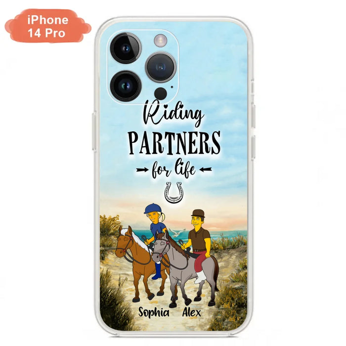 Custom Personalized Horseback Riding Cartoon Portrait From Photo Phone Case - Gift Idea For Couple/ Riding Lover - Case For iPhone And Samsung