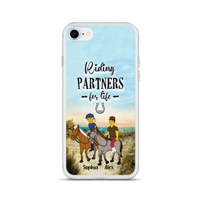 Custom Personalized Horseback Riding Cartoon Portrait From Photo Phone Case - Gift Idea For Couple/ Riding Lover - Case For iPhone And Samsung