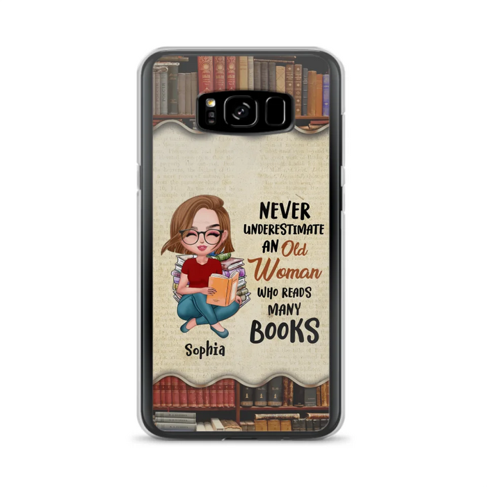 Custom Personalized Old Woman Books Phone Case -  Gift Idea For Books Lover - Case For iPhone And Samsung