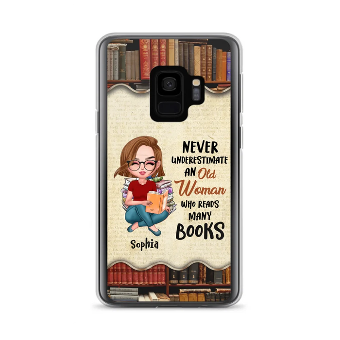 Custom Personalized Old Woman Books Phone Case -  Gift Idea For Books Lover - Case For iPhone And Samsung