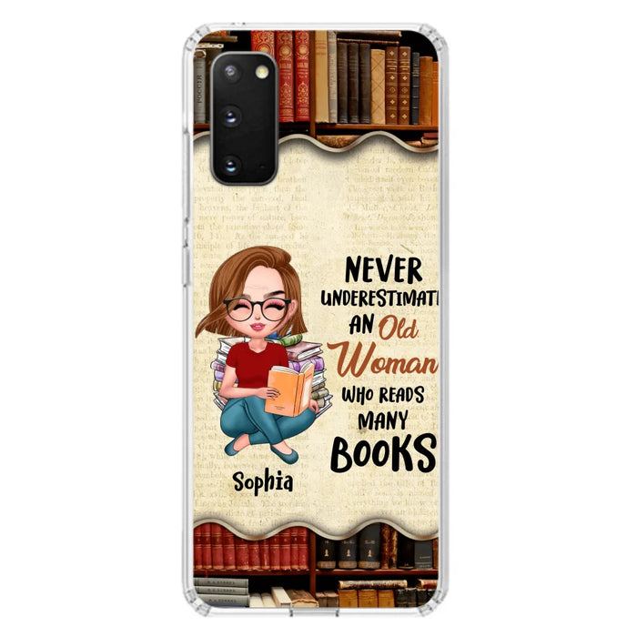 Custom Personalized Old Woman Books Phone Case -  Gift Idea For Books Lover - Case For iPhone And Samsung