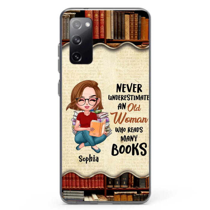 Custom Personalized Old Woman Books Phone Case -  Gift Idea For Books Lover - Case For iPhone And Samsung