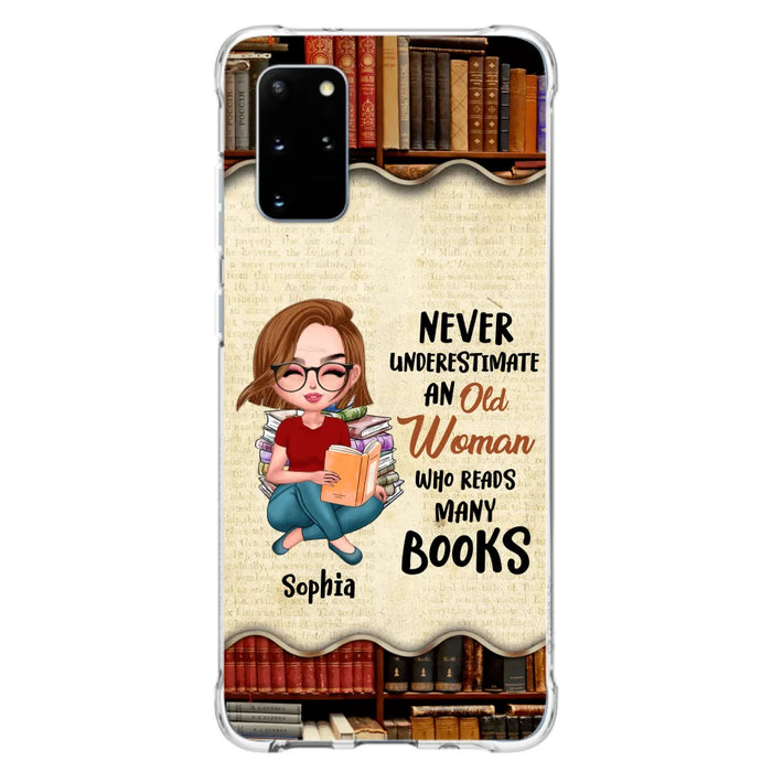 Custom Personalized Old Woman Books Phone Case -  Gift Idea For Books Lover - Case For iPhone And Samsung