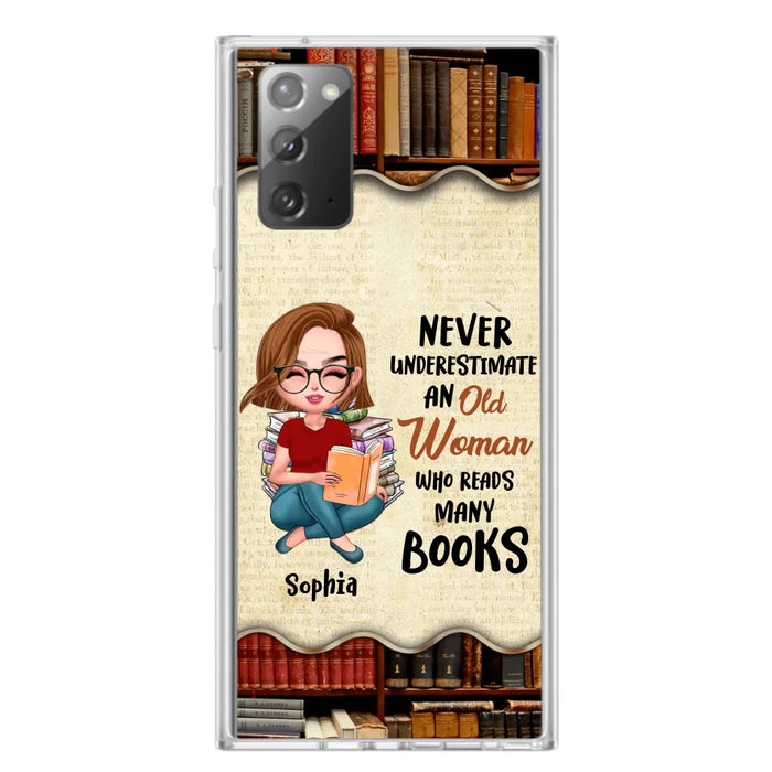 Custom Personalized Old Woman Books Phone Case -  Gift Idea For Books Lover - Case For iPhone And Samsung