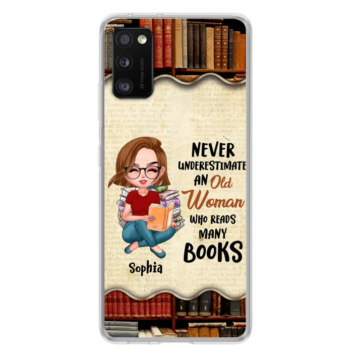 Custom Personalized Old Woman Books Phone Case -  Gift Idea For Books Lover - Case For iPhone And Samsung