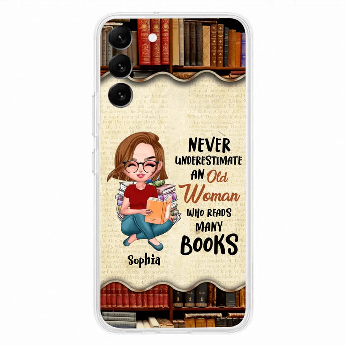 Custom Personalized Old Woman Books Phone Case -  Gift Idea For Books Lover - Case For iPhone And Samsung