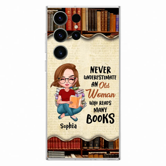 Custom Personalized Old Woman Books Phone Case -  Gift Idea For Books Lover - Case For iPhone And Samsung