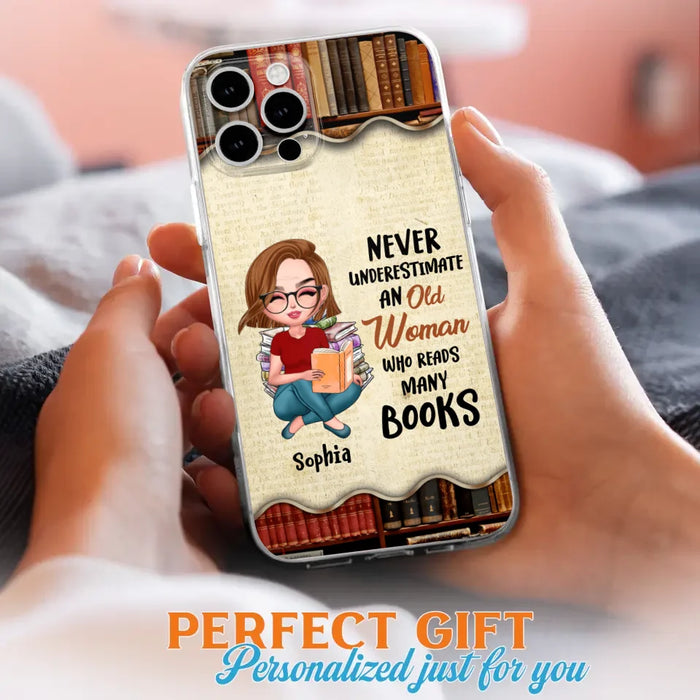 Custom Personalized Old Woman Books Phone Case -  Gift Idea For Books Lover - Case For iPhone And Samsung