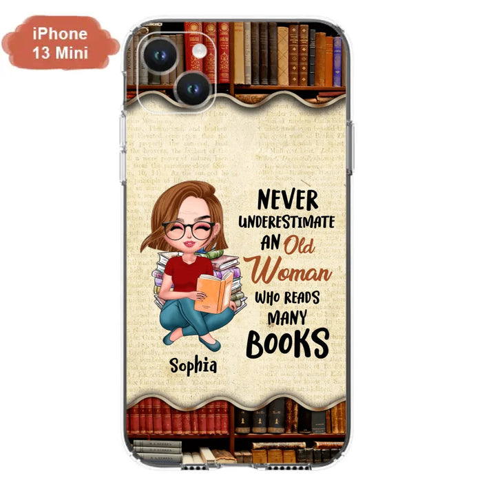 Custom Personalized Old Woman Books Phone Case -  Gift Idea For Books Lover - Case For iPhone And Samsung