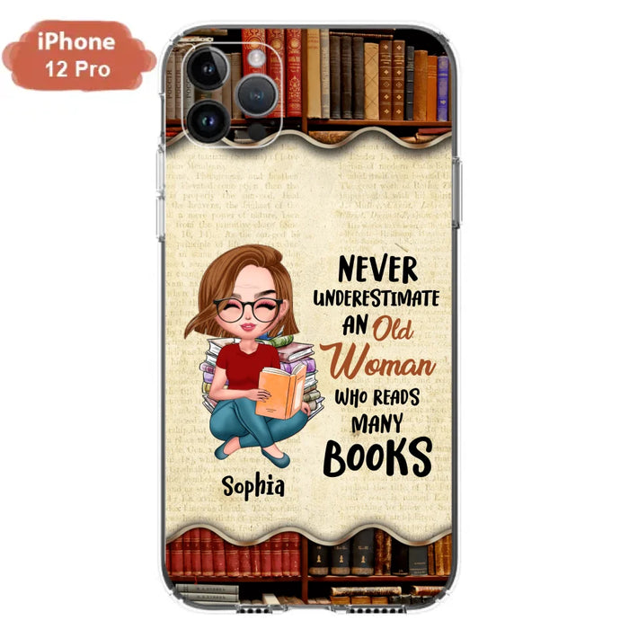 Custom Personalized Old Woman Books Phone Case -  Gift Idea For Books Lover - Case For iPhone And Samsung