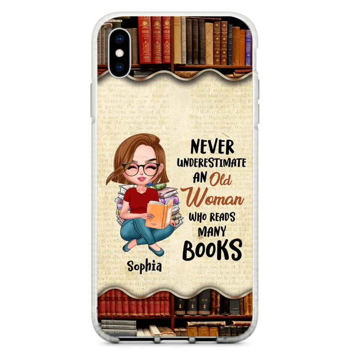 Custom Personalized Old Woman Books Phone Case -  Gift Idea For Books Lover - Case For iPhone And Samsung